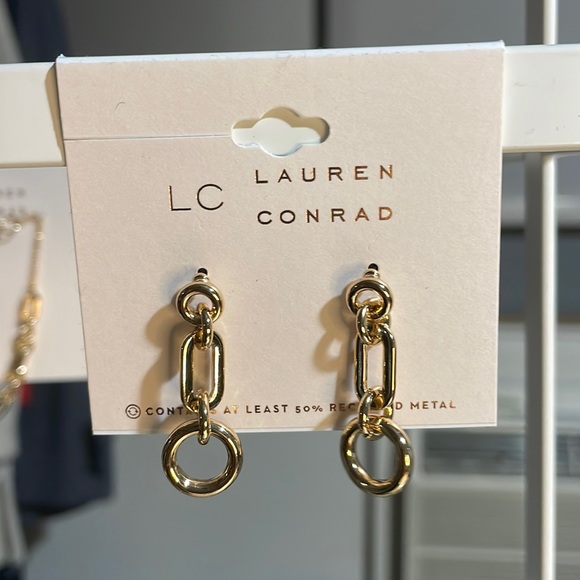 LC dangling chain link Earrings & chain link Bracelet, gold-tone, NWT. - Picture 7 of 16